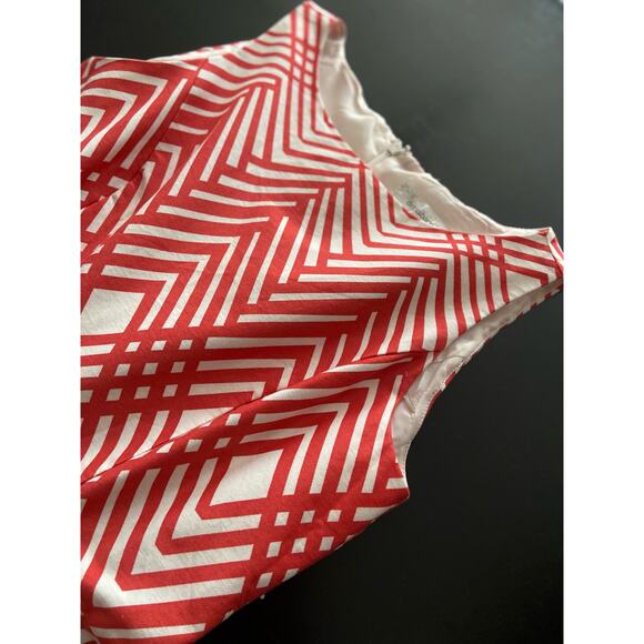 DRESSBARN Red/White Geometric Pattern Sleeveless Cotton Dress sz 6 - Picture 4 of 15